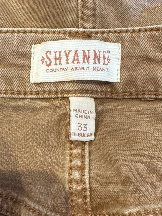 Shyanne Khaki Brown High-Rise Super Flare Western Jeans Raw Hem Women’s 33 X 32 - Picture 11 of 13